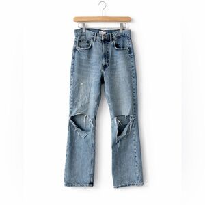 ZARA Straight Leg Jeans | Distressed Knees | Size US 8